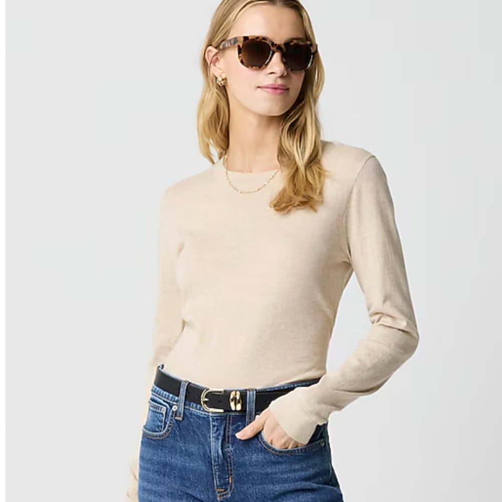 NEW NWT J. Crew Factory Cotton Teddie Sweater Color: Heather Light Khaki